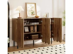 OKWISH Aparador|Aparador de madera con 3 puertas a rayas y estantes ajustables - para salón y comedor