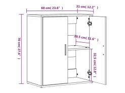 vidaxl Aparador de madera de ingeniería 2 uds 60x31x70 cm Blanco New