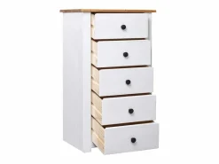 vidaxl Aparador de madera maciza pino estilo Panamá 46x40x89 cm Blanco Discount