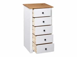 vidaxl Aparador de madera maciza pino estilo Panamá 46x40x89 cm Blanco Discount