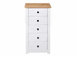 vidaxl Aparador de madera maciza pino estilo Panamá 46x40x89 cm Blanco Discount