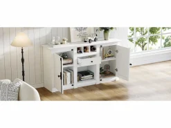Aparador de salón con 2 puertas y 1 cajón - 130 x 35 x 70 cm - para salones y despachos - MDF + aglomerado -^Merax Discount