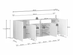 Aparador Garda con 4 puertas y 2 cajones mate y roble 200x35x71 cm^ Hot