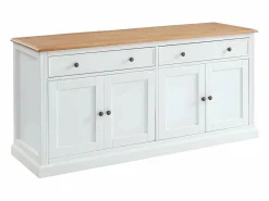 Vente-unique Aparador HONFLEUR 4 puertas y 2 cajones Pino y MDF Blanco Sale