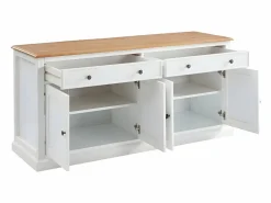 Vente-unique Aparador HONFLEUR 4 puertas y 2 cajones Pino y MDF Blanco Sale
