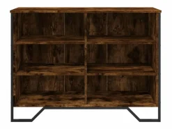 Clicnbuy Aparador madera de ingeniería roble ahumado 101x35,5x74,5 cm Marru00f3n New