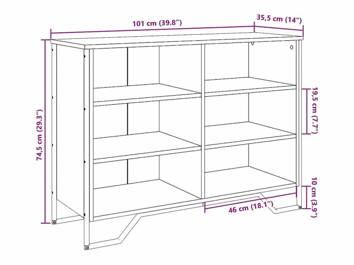 Clicnbuy Aparador madera de ingeniería roble ahumado 101x35,5x74,5 cm Marru00f3n New