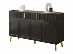 Aparador moderno - 2 puertas de cristal con 4 cajones y estantes ajustables -^ModernLuxe New