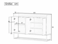 Aparador|Aparador Moderno 120 x 30 x 80 cm - Aparador Estilo Minimalista con 4 Puertas para Comedor, Salón, Cocina - Marino