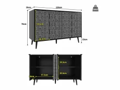 Merax Aparador De Cocina|Aparador moderno con 4 puertas talladas - 120 x 35 x 78 cm - MDF - para comedor y salón -