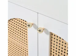 ModernLuxe Aparador|Aparador moderno con estantes ajustables - puertas de ratán - MDF -