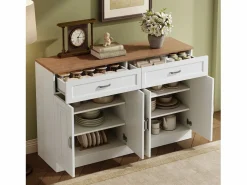 Aparador moderno con estantes + 4 puertas + 2 cajones - 120 x 35 x 80,5 cm - aglomerado -^Merax Discount