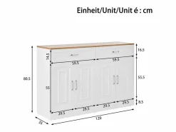 Aparador moderno con estantes + 4 puertas + 2 cajones - 120 x 35 x 80,5 cm - aglomerado -^Merax Discount