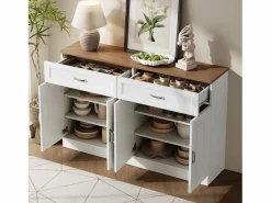 Aparador moderno con estantes + 4 puertas + 2 cajones - 120 x 35 x 80,5 cm - aglomerado -^Merax Discount