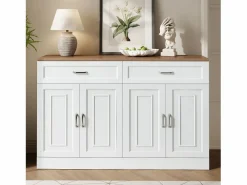 Aparador moderno con estantes + 4 puertas + 2 cajones - 120 x 35 x 80,5 cm - aglomerado -^Merax Discount