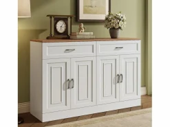Aparador moderno con estantes + 4 puertas + 2 cajones - 120 x 35 x 80,5 cm - aglomerado -^Merax Discount