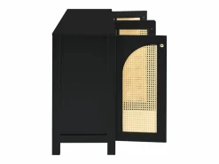 ModernLuxe Aparador moderno con estantes ajustables - puertas de ratán - MDF - Negro Online