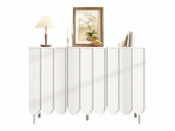 Merax Aparador moderno con puertas onduladas - 120 x 35 x 80 cm - con estantes regulables - MDF - Blanco Hot