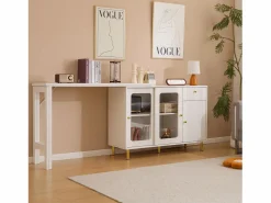 ModernLuxe Aparador moderno con tapa giratoria retráctil - varios espacios de almacenamiento - MDF - Blanco Sale