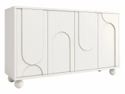 Aparador moderno para comedor y salón - 120 x 35 x 71 cm - con 4 puertas + estante ajustable - MDF + metal -^Merax Discount