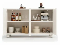 Aparador moderno para comedor y salón - 120 x 35 x 71 cm - con 4 puertas + estante ajustable - MDF + metal -^Merax Discount