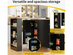 ModernLuxe Mueble Bar|Aparador, mueble bar giratorio - MDF - 3 cajones y 2 puertas -