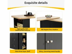 ModernLuxe Mueble Bar|Aparador, mueble bar giratorio - MDF - 3 cajones y 2 puertas -