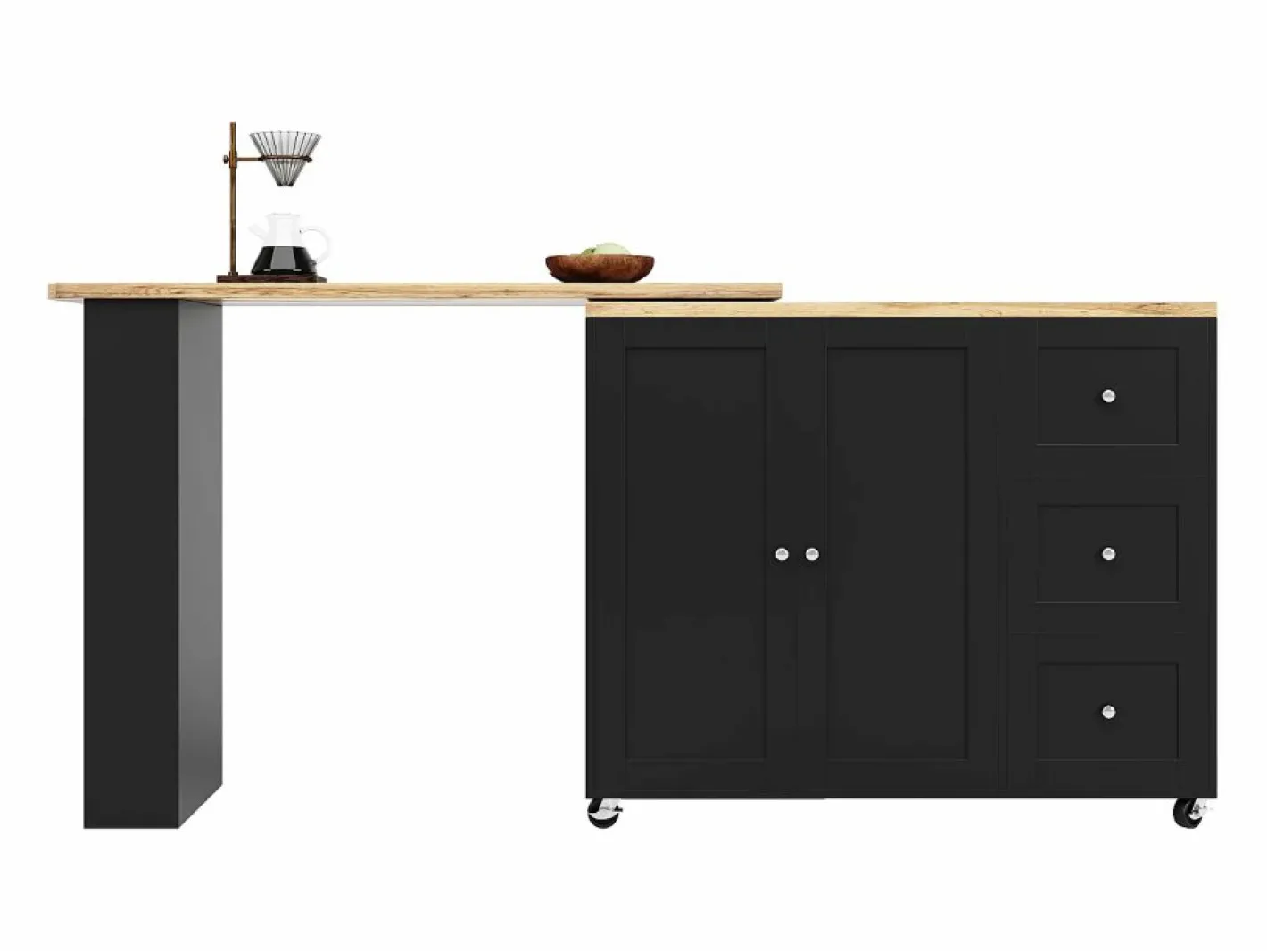 ModernLuxe Mueble Bar|Aparador, mueble bar giratorio - MDF - 3 cajones y 2 puertas -