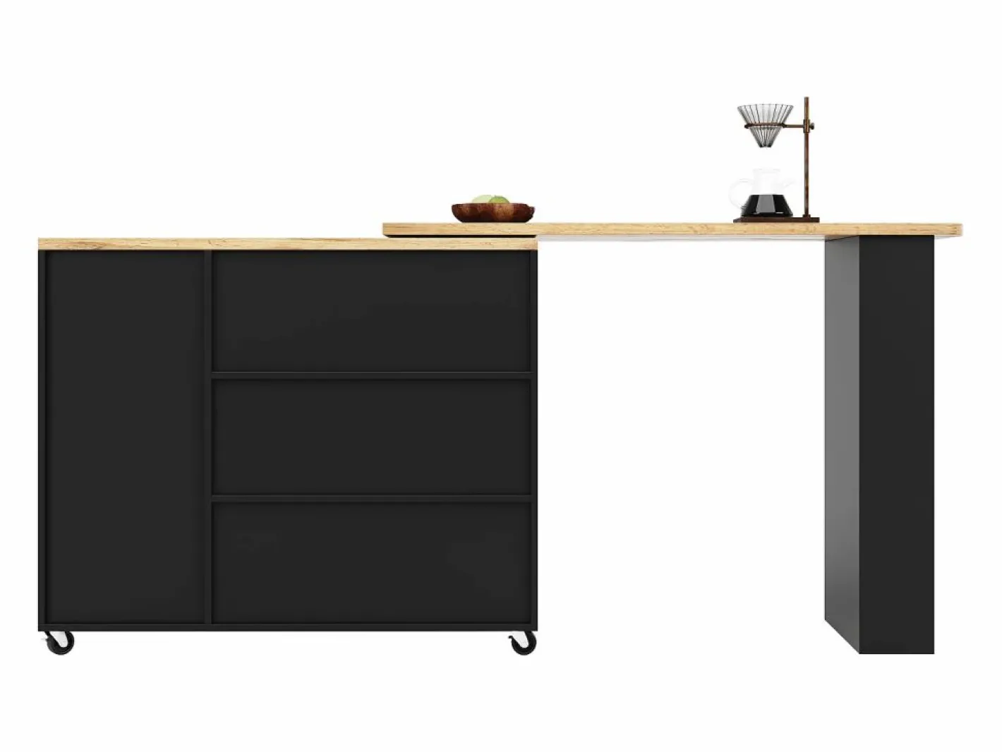 ModernLuxe Mueble Bar|Aparador, mueble bar giratorio - MDF - 3 cajones y 2 puertas -