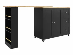ModernLuxe Mueble Bar|Aparador, mueble bar giratorio - MDF - 3 cajones y 2 puertas -