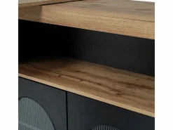 ModernLuxe Mueble Bar|Aparador, Mueble bar giratorio y retráctil con LED - gran espacio de almacenamiento - estilo contemporáneo -