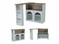 ModernLuxe Aparador, Mueble bar giratorio y retráctil con LED - gran espacio de almacenamiento - estilo contemporáneo - Blanco Clearance