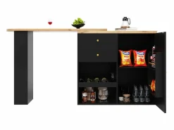 Aparador, Mueble bar giratorio y retráctil - 2 cajones y 6 compartimentos -^ModernLuxe Best
