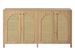 Aparador Natural - Aparador con 4 puertas de ratán y tiradores de metal - para comedor y salón^ Clearance