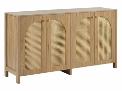 Aparador Natural - Aparador con 4 puertas de ratán y tiradores de metal - para comedor y salón^ Clearance