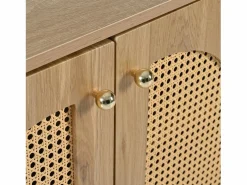 Aparador Natural - Aparador con 4 puertas de ratán y tiradores de metal - para comedor y salón^ Clearance
