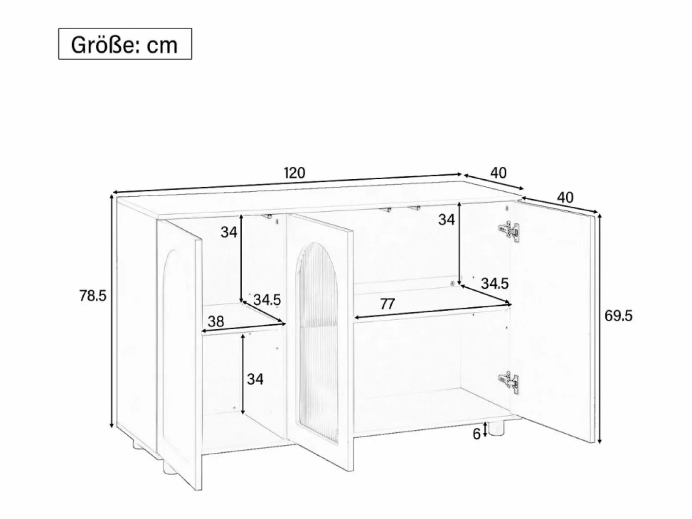 Hauss Spole Aparador|Aparador con 3 puertas - estantes regulables - madera MDF y PB