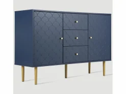 Merax Aparador para salón dormitorio - 120 x 40 x 83 cm - con 2 puertas + 3 cajones - madera + metal - Azul Best