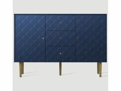 Merax Aparador para salón dormitorio - 120 x 40 x 83 cm - con 2 puertas + 3 cajones - madera + metal - Azul Best