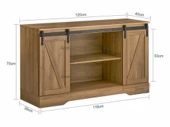 Sobuy Zapatero|Mueble De Almacenaje|Aparador Recibidor con Puerta corrediza de Granero Armario de Almacenamiento Mueble para Entrada 120 x 40 x 70 cm FSB60-BR ES