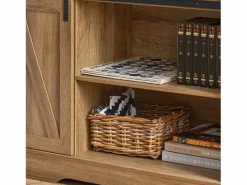 Sobuy Zapatero|Mueble De Almacenaje|Aparador Recibidor con Puerta corrediza de Granero Armario de Almacenamiento Mueble para Entrada 120 x 40 x 70 cm FSB60-BR ES