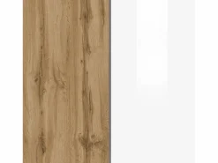 Aparador suspendido Iseo con 3 puertas y 6 compartimentos internos brillo y roble 150x35x70 cm Blanco Discount
