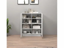 Aparador Vela con 4 puertas color brillo 100x35x120,4 cm Blanco Hot