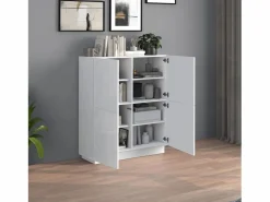 Aparador Vela con 4 puertas color brillo 100x35x120,4 cm Blanco Hot