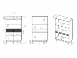 Petits-Meubles Vitrina Para Vajilla|Aparador vitrina 4 puertas Connie Cachemira y Madera