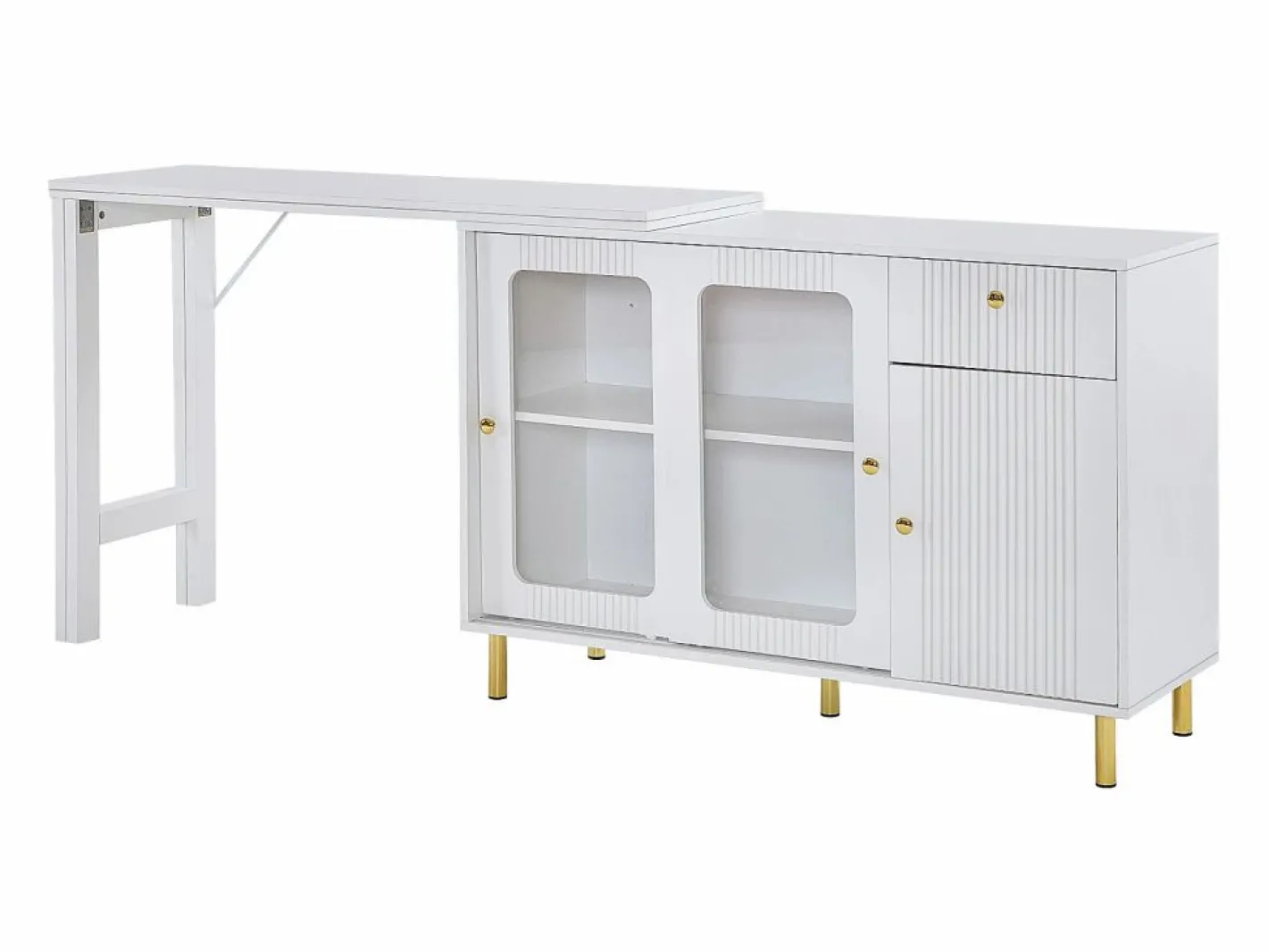 Hauss Spole Aparador De Cocina|Aparador 122x80x82cm con 3 puertas y 1 cajón, tapa extensible y giratoria, cuerpo