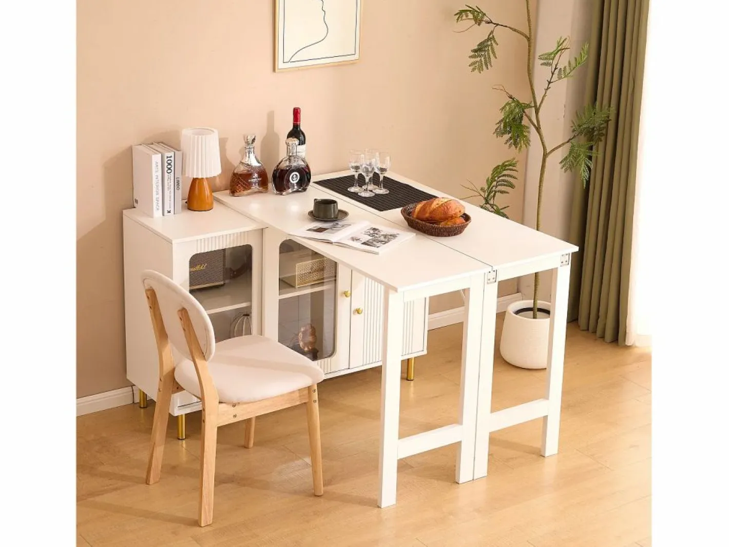 Hauss Spole Aparador De Cocina|Aparador 122x80x82cm con 3 puertas y 1 cajón, tapa extensible y giratoria, cuerpo
