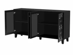 Aparador 160x40x84cm con 4 puertas con espejo, cuerpo lacado en^Hauss Spole