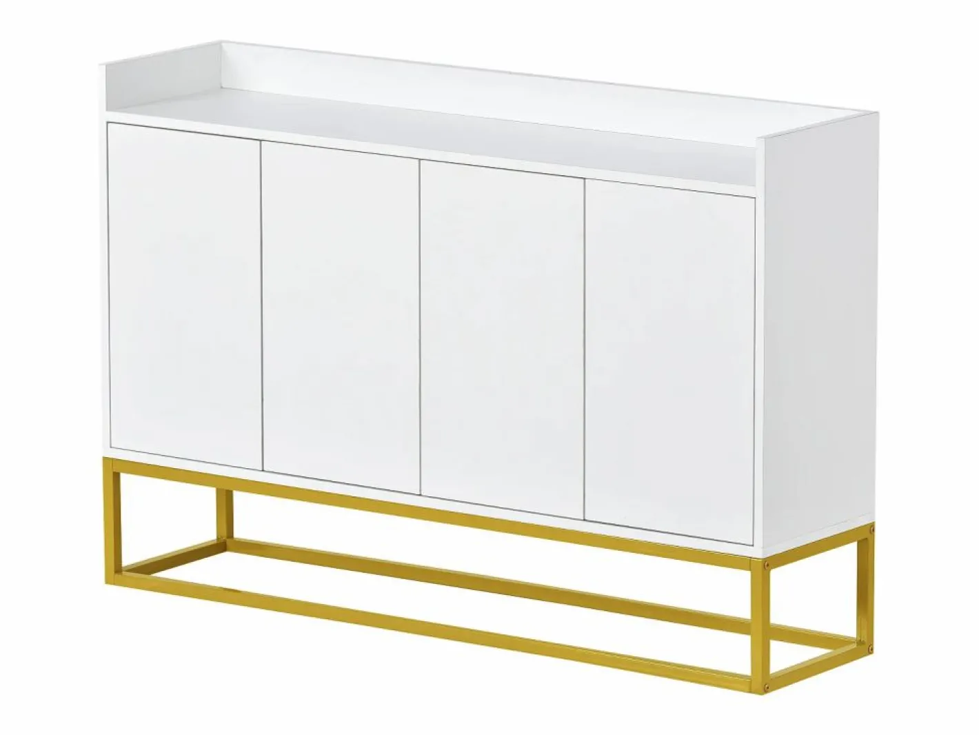 Hauss Spole Aparador De Cocina|Aparador 120x30x80cm con 4 puertas sin tiradores, patas de metal dorado, cuerpo