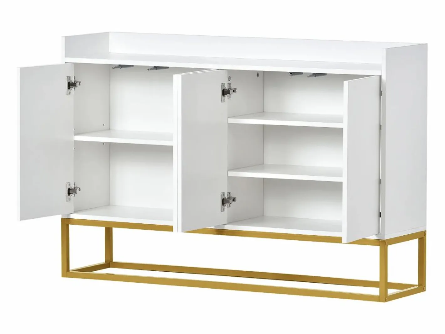 Hauss Spole Aparador De Cocina|Aparador 120x30x80cm con 4 puertas sin tiradores, patas de metal dorado, cuerpo